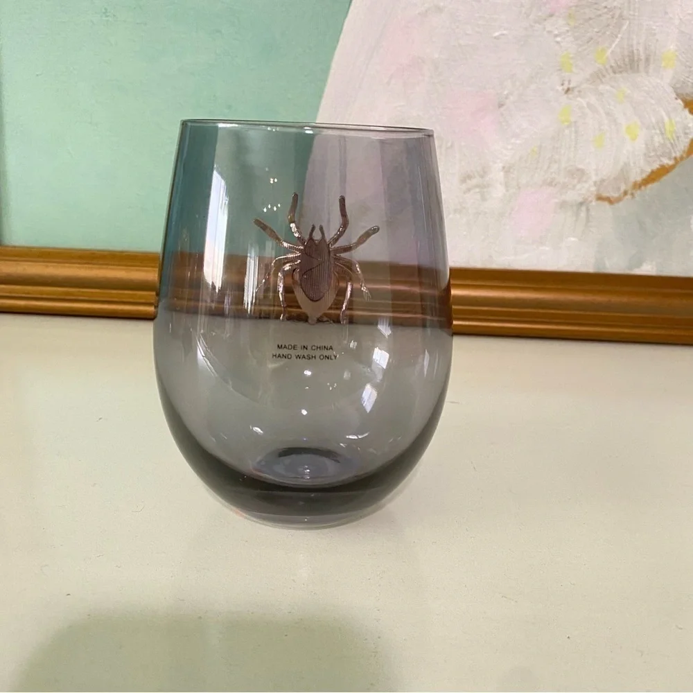 Black Crystal Spider Halloween Wine Glass Goth New